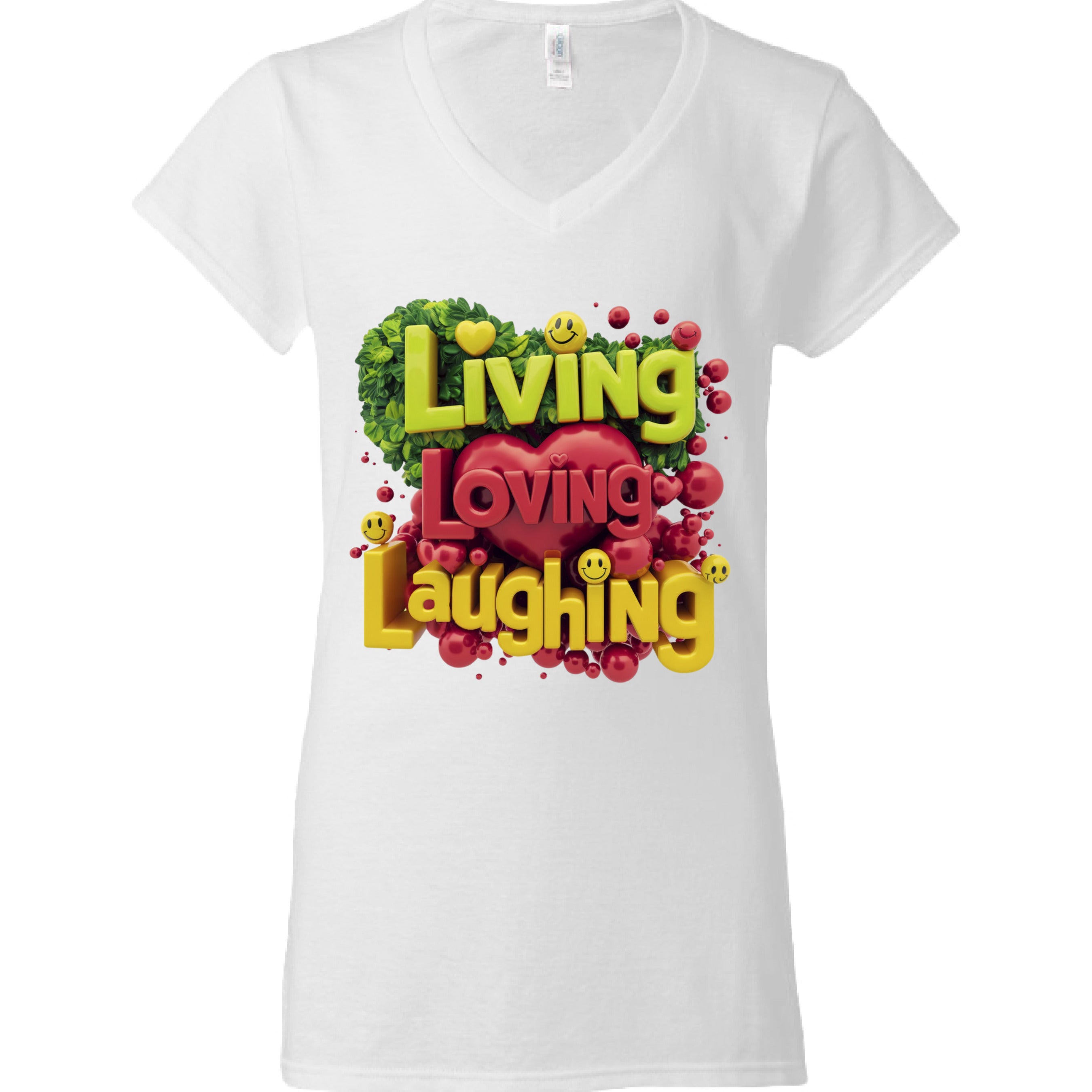 Live Love Laugh - Love V-Neck Tee WHITE - FRONT