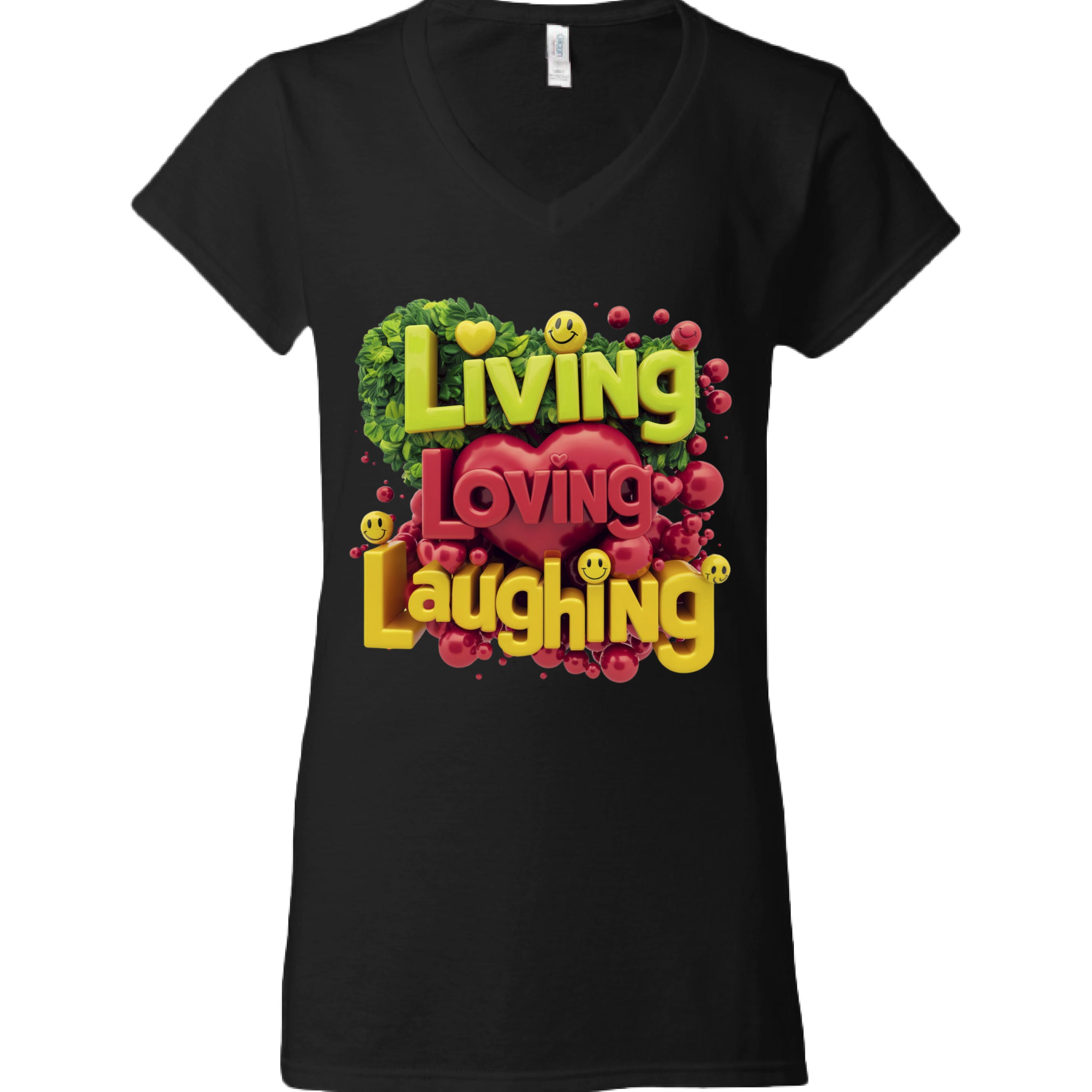 Live Love Laugh - Love V-Neck Tee BLACK - FRONT