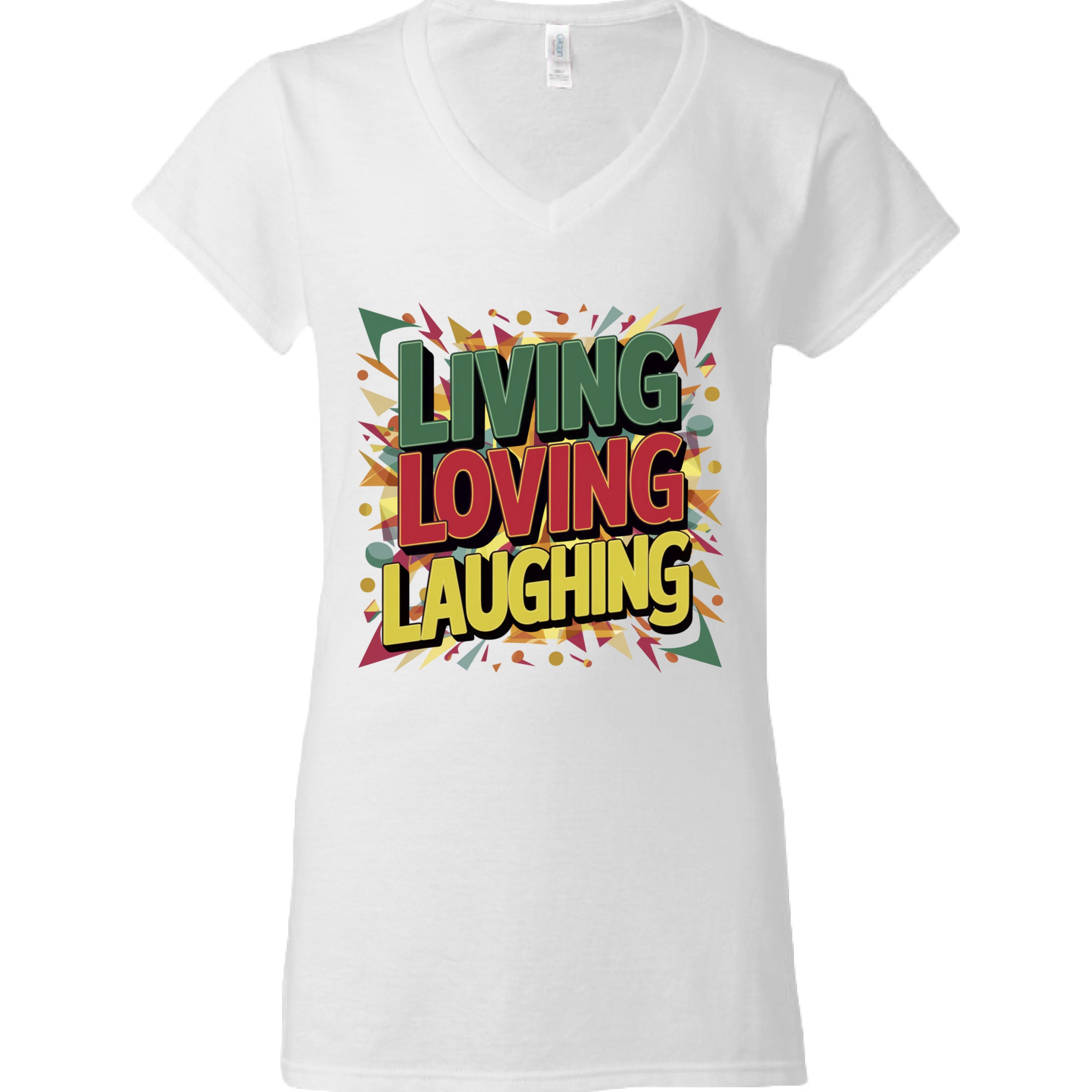 Live Love Laugh - Confetti V-Neck Tee WHITE - FRONT