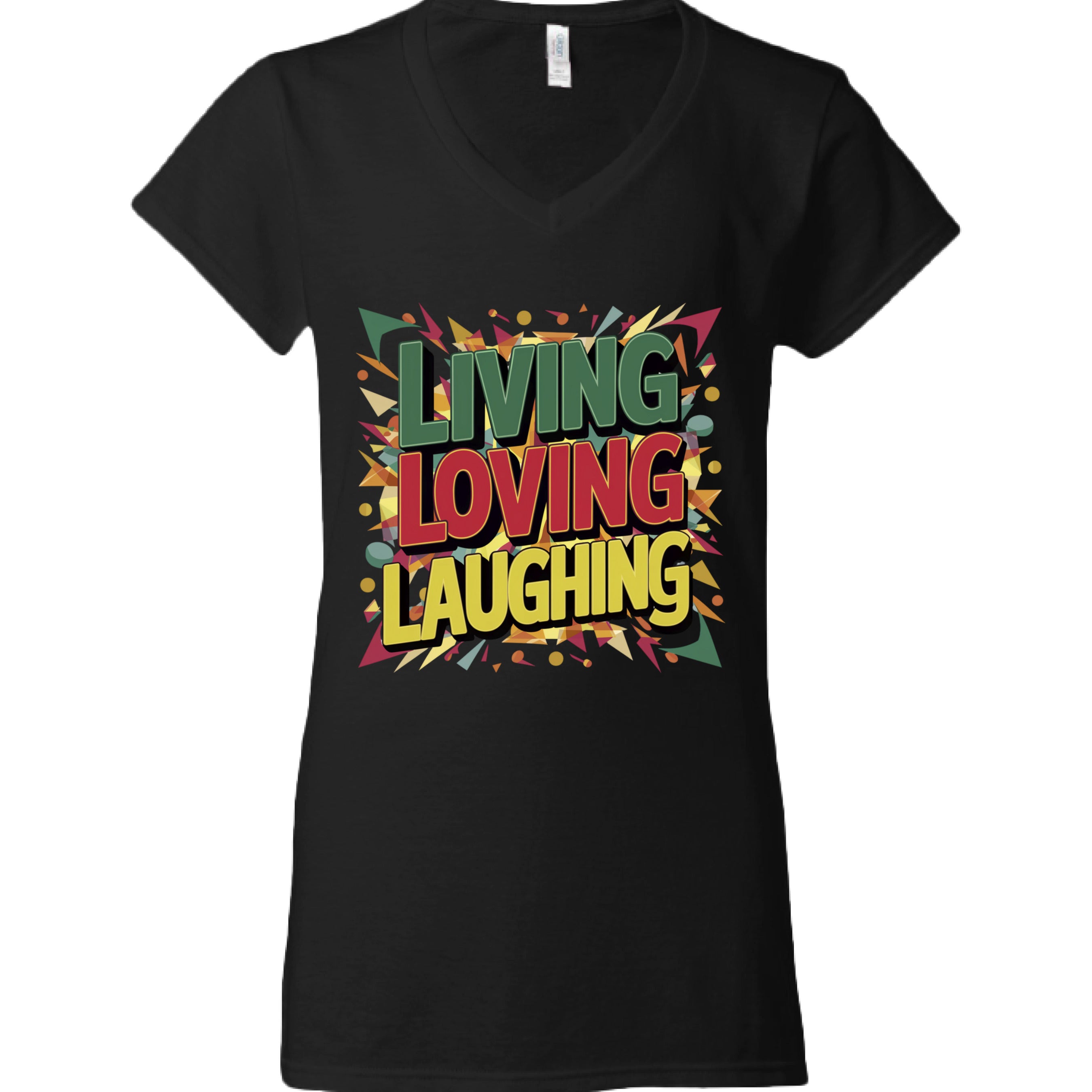 Live Love Laugh - Confetti V-Neck Tee BLACK - FRONT