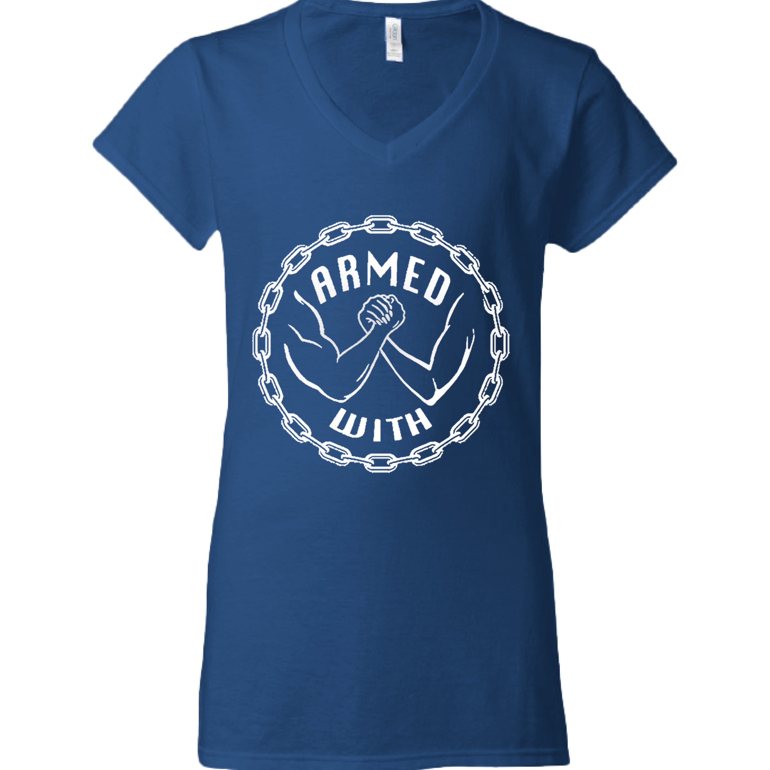Armed With White V-Neck Tee ROYAL BLUE - FRONT