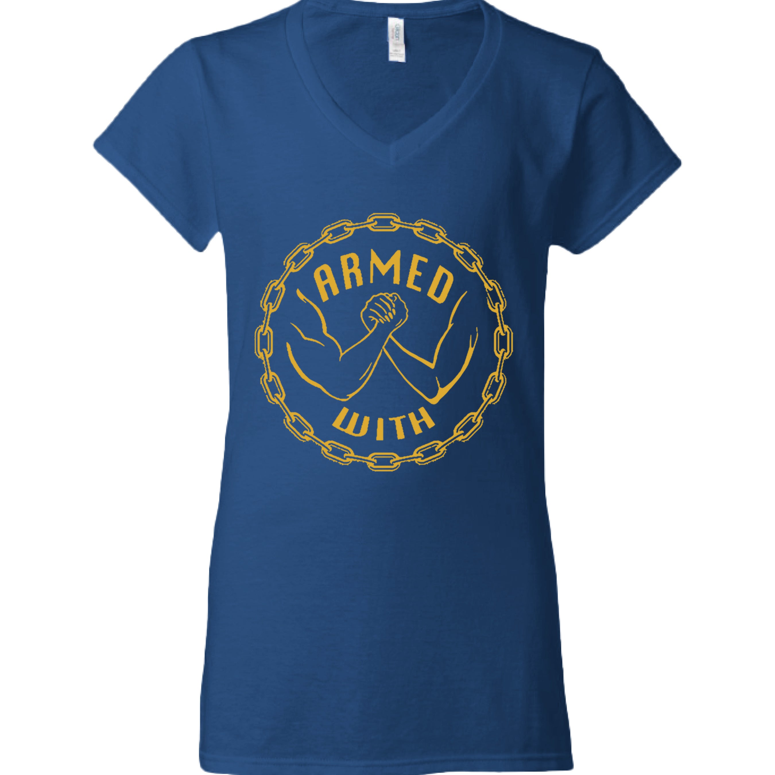 Armed With Gold V-Neck Tee ROYAL BLUE - FRONT