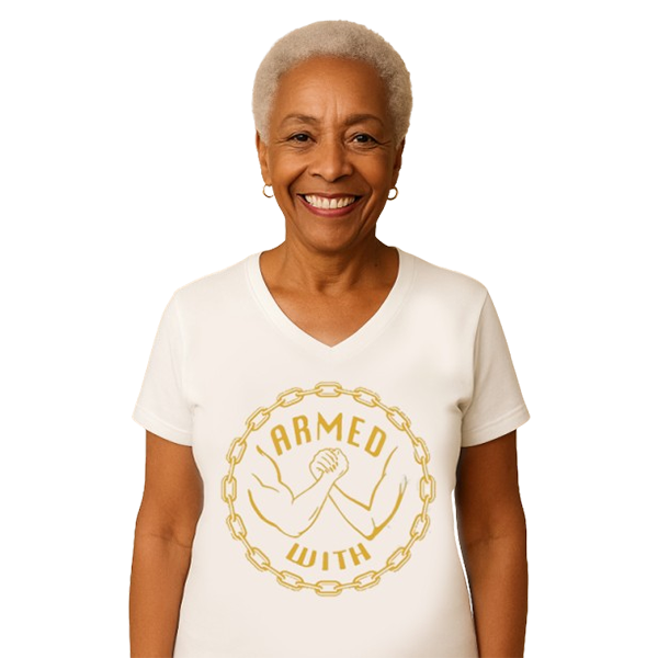 Armed With Gold V-Neck Tee