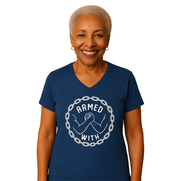 Armed With White V-Neck Tee