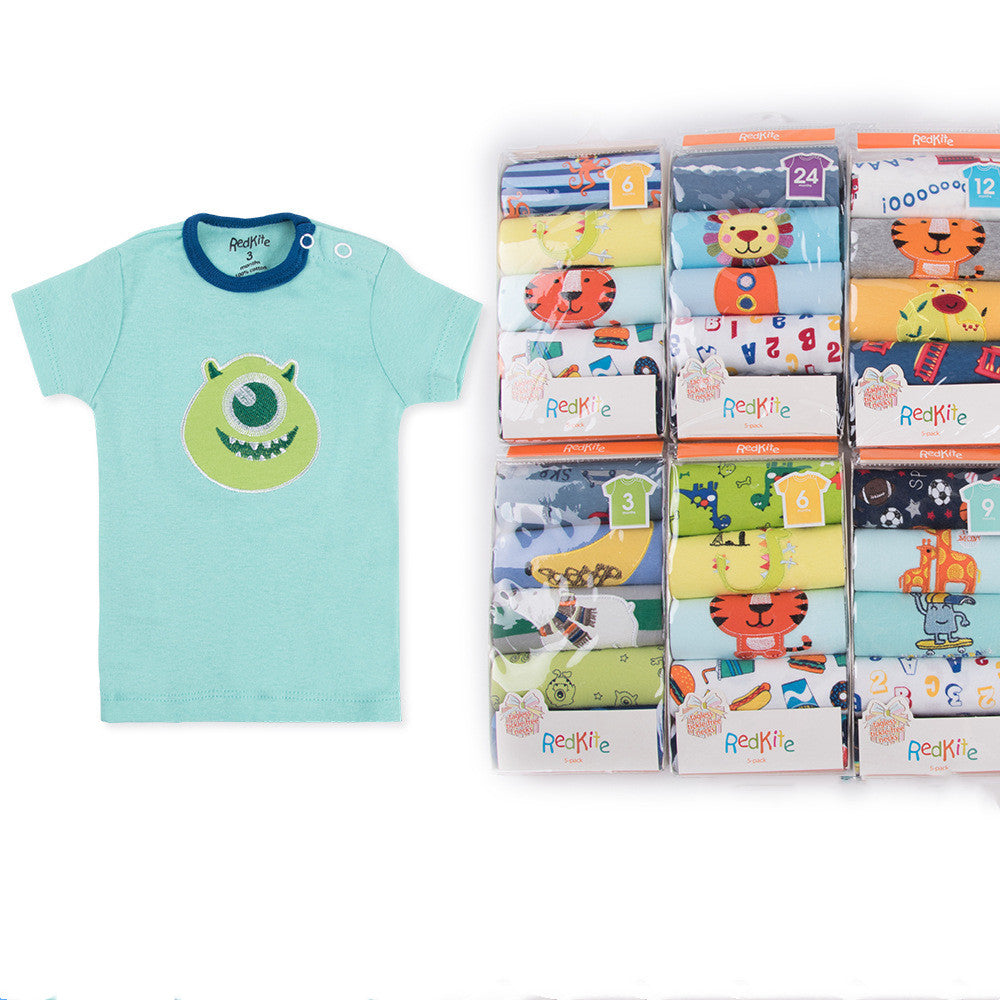 Buttoned Children's T-shirt 5 Packs ins Cartoon Cotton Cute T-Shirt Baby T-Shirt