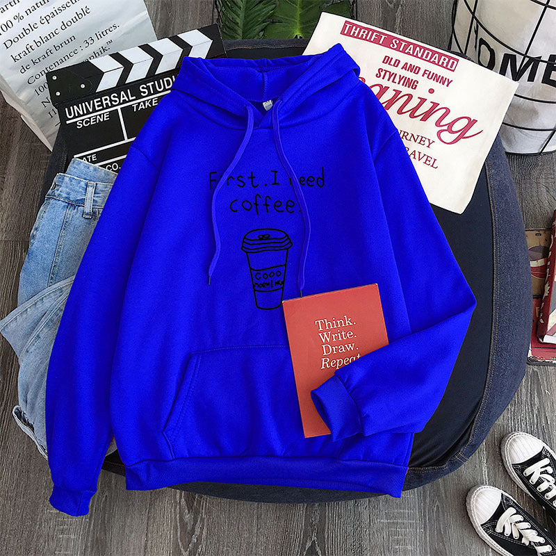 All-match Personality First I Need Coffee Hoodie