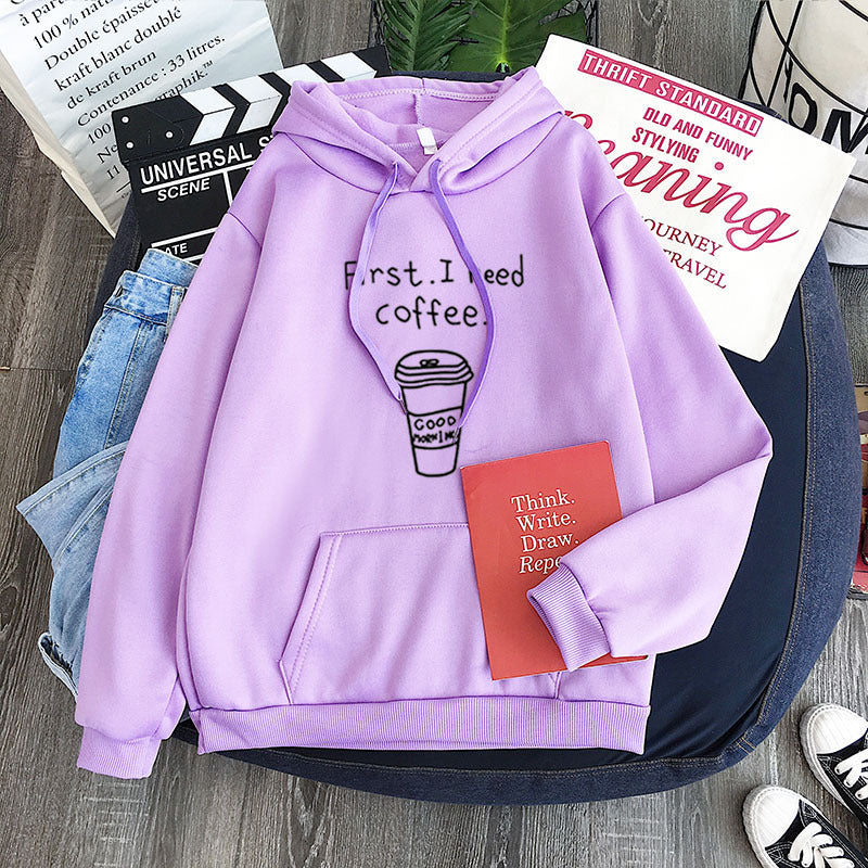 All-match Personality First I Need Coffee Hoodie