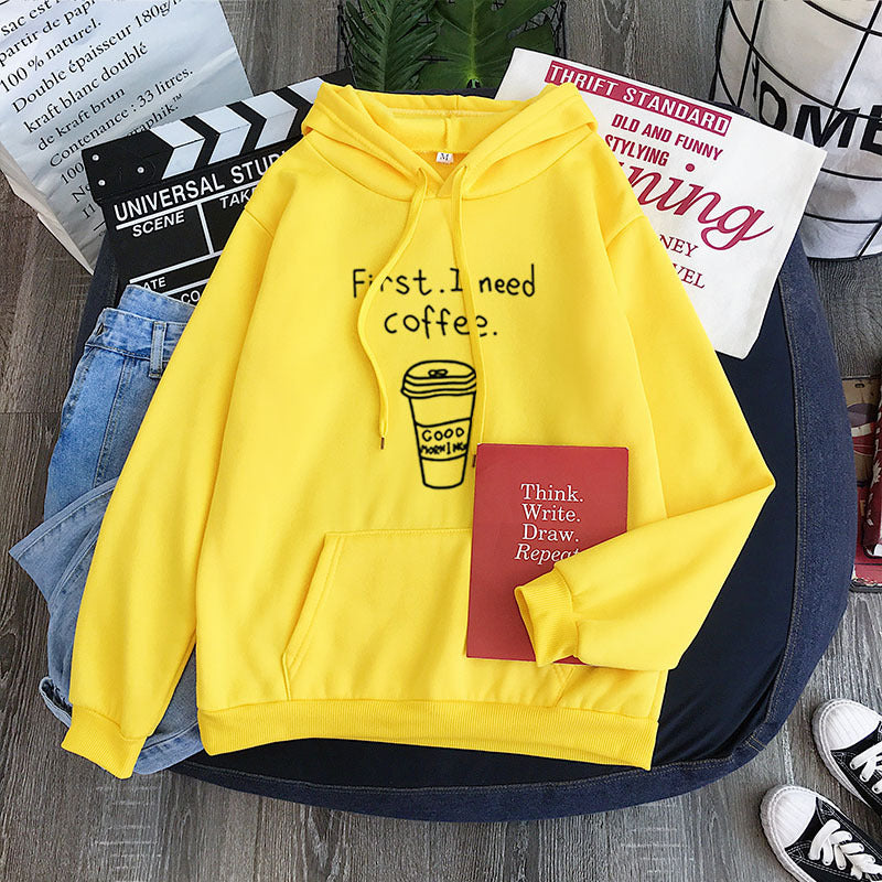 All-match Personality First I Need Coffee Hoodie