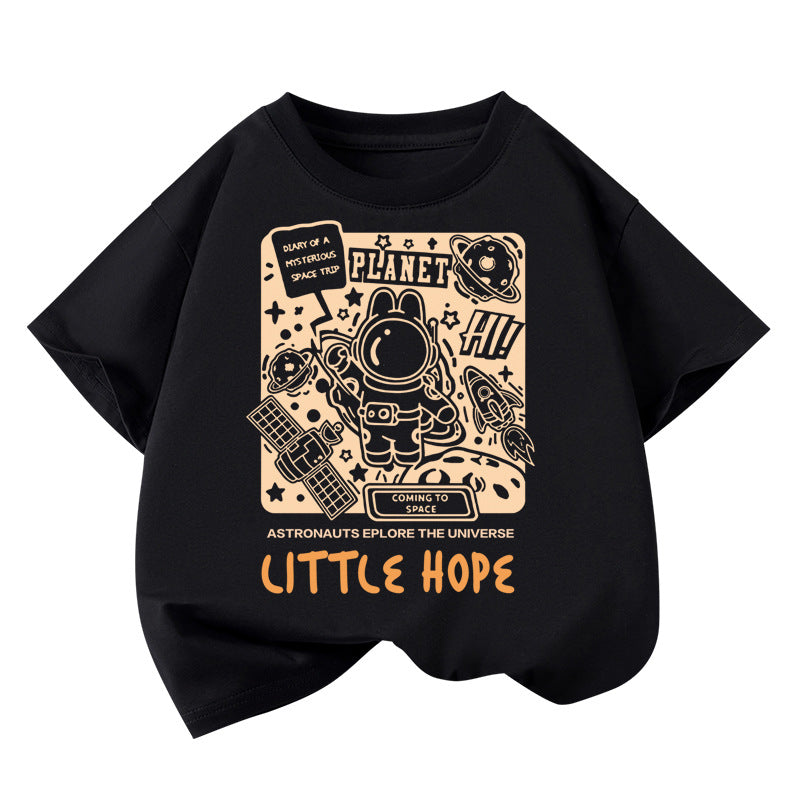 Boys' Cotton Loose-fitting Short-sleeve T-shirt
