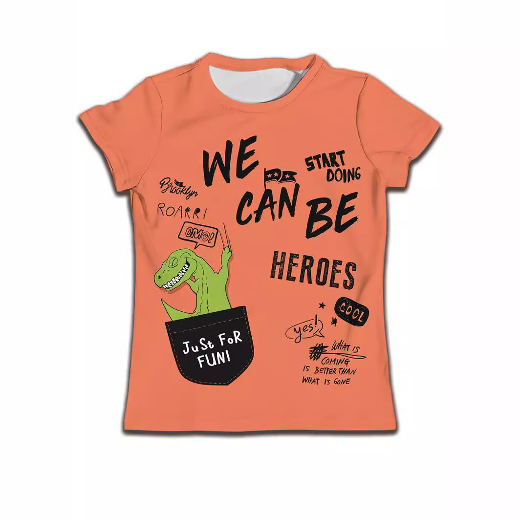Children Boy T-shirt Clothes Casual Soft T-shirt Cute Cat Cartoon Pattern