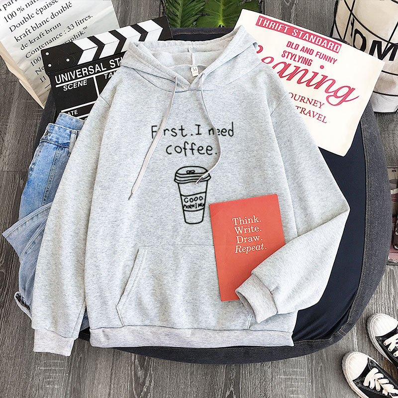 All-match Personality First I Need Coffee Hoodie