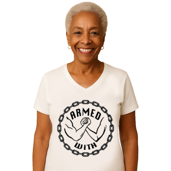 Armed With Black V-Neck Tee