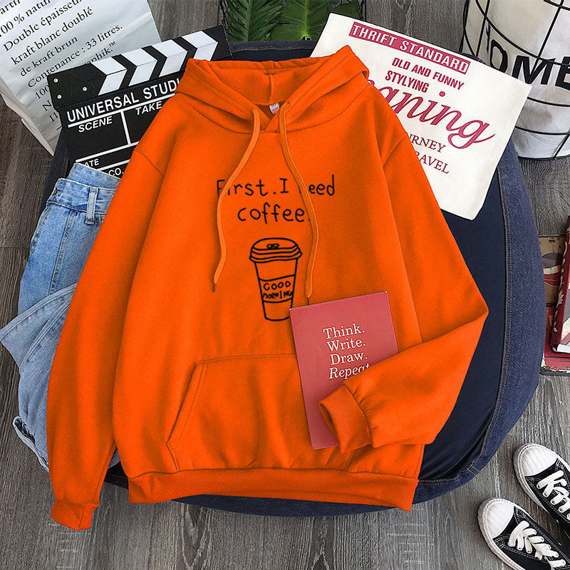 All-match Personality First I Need Coffee Hoodie