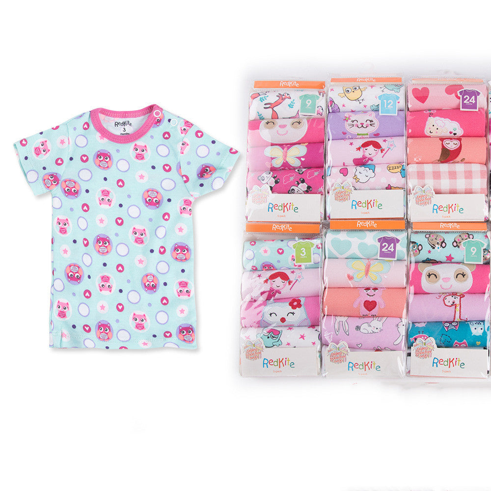 Buttoned Children's T-shirt 5 Packs ins Cartoon Cotton Cute T-Shirt Baby T-Shirt
