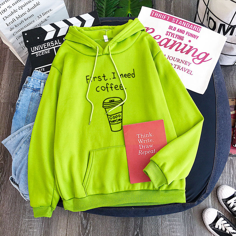 All-match Personality First I Need Coffee Hoodie
