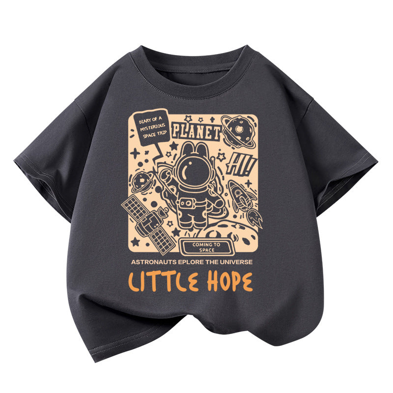 Boys' Cotton Loose-fitting Short-sleeve T-shirt