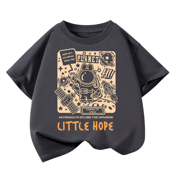 Boys' Cotton Loose-fitting Short-sleeve T-shirt