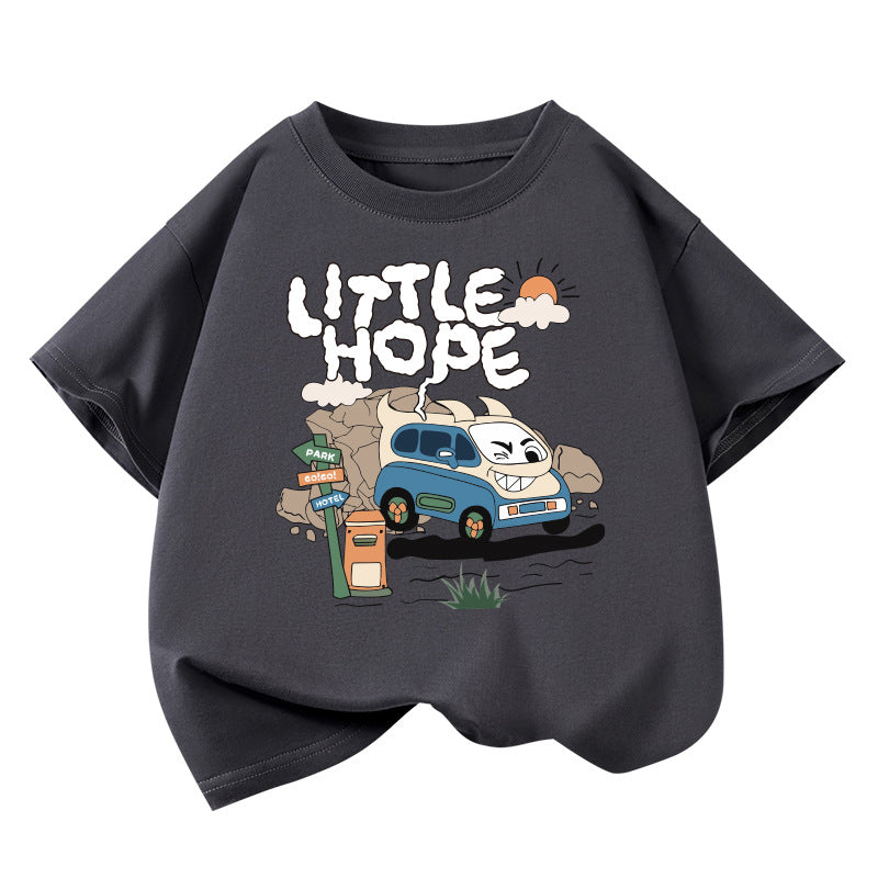 Boys' Cotton Loose-fitting Short-sleeve T-shirt