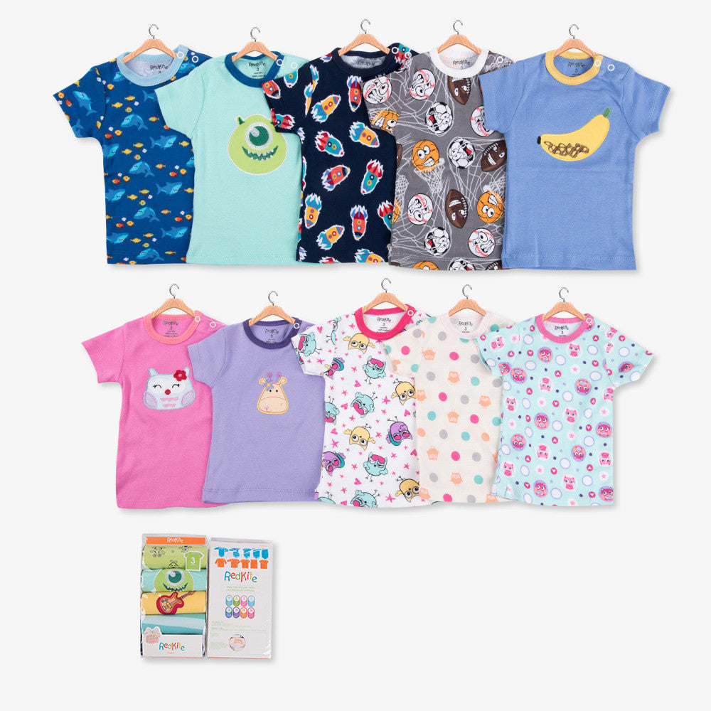 Buttoned Children's T-shirt 5 Packs ins Cartoon Cotton Cute T-Shirt Baby T-Shirt