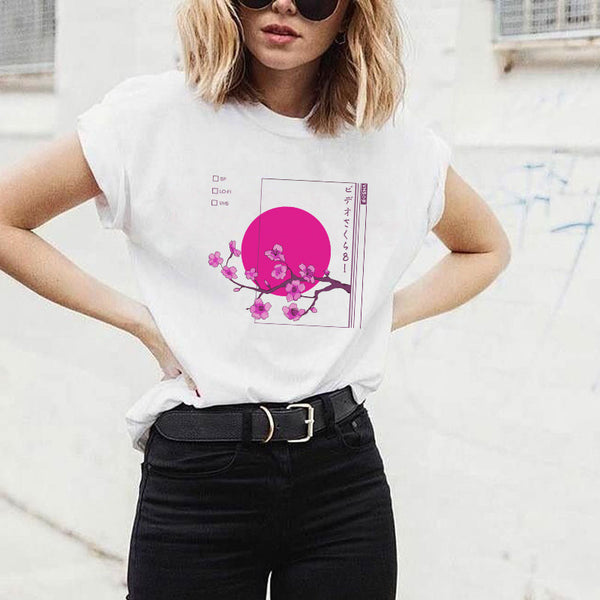 Men's And Women's Personality Plum Printing T-shirt