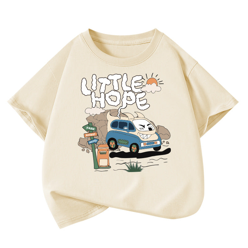 Boys' Cotton Loose-fitting Short-sleeve T-shirt